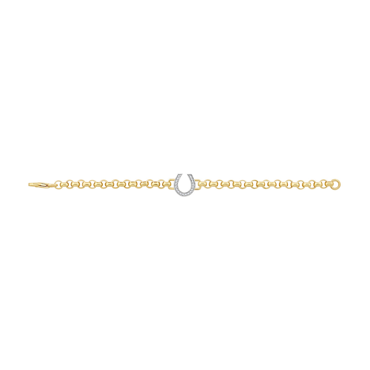 9ct Yellow Gold Small Gem-Set Horseshoe Belcher Bracelet