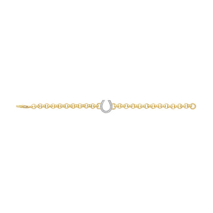 9ct Yellow Gold Small Gem-Set Horseshoe Belcher Bracelet