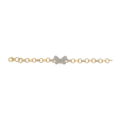 9ct Yellow Gold Gem-Set Butterfly Belcher Link Bracelet