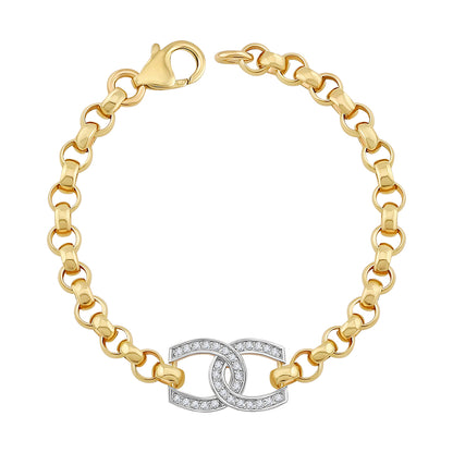 9ct Yellow Gold Small Gem Set Double Horseshoe Belcher Bracelet