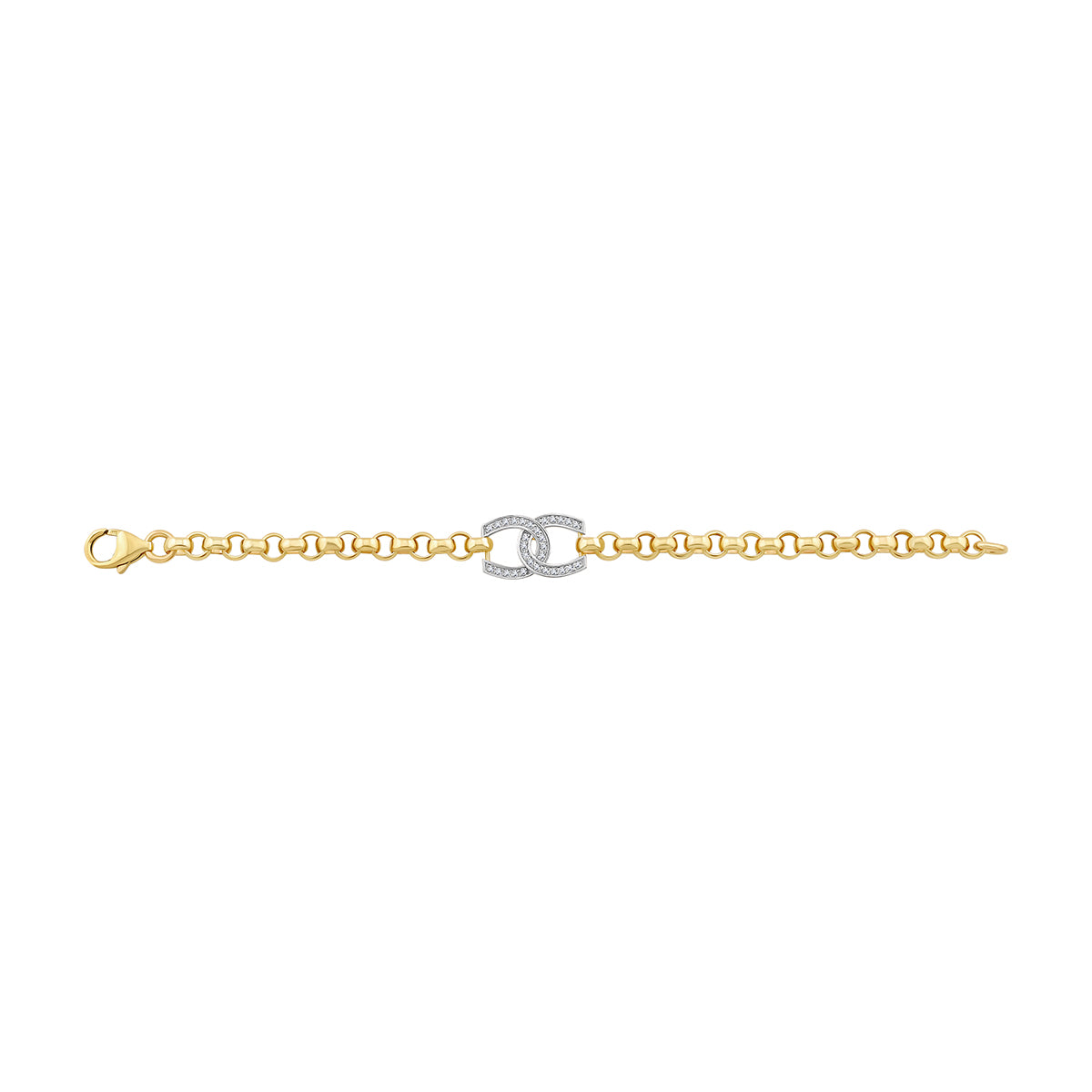 9ct Yellow Gold Small Gem Set Double Horseshoe Belcher Bracelet