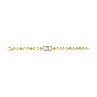 9ct Yellow Gold Small Gem Set Double Horseshoe Belcher Bracelet