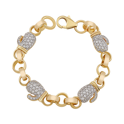 9ct Yellow Gold Gem-Set Boxing Glove Belcher Multiple Link Bracelet