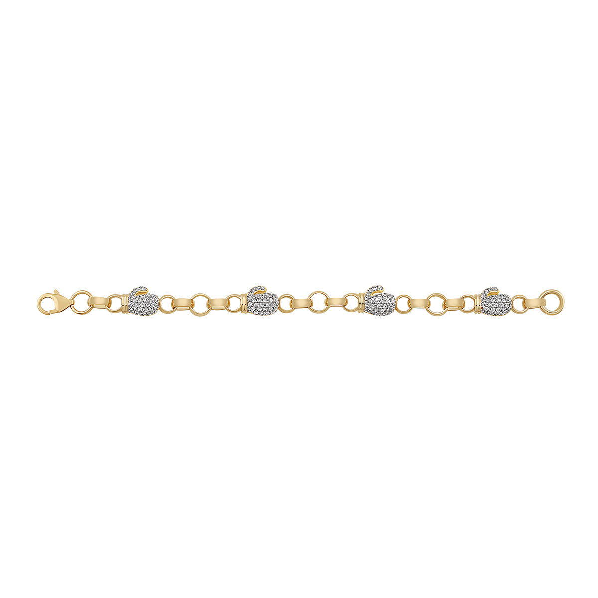 9ct Yellow Gold Gem-Set Boxing Glove Belcher Multiple Link Bracelet