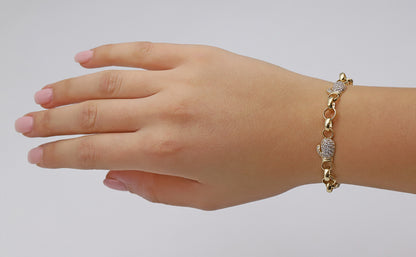 9ct Yellow Gold Gem-Set Boxing Glove Belcher Multiple Link Bracelet