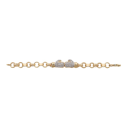 9ct Yellow Gold Gem-Set Heavy Boxing Glove Belcher Link Bracelet