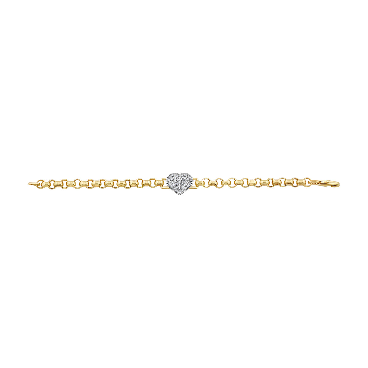 9ct Yellow Gold Large Solid Heart Belcher Bracelet