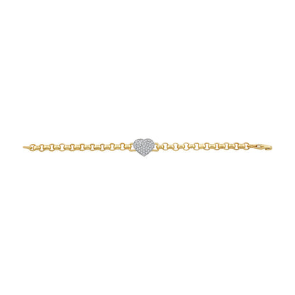 9ct Yellow Gold Large Solid Heart Belcher Bracelet
