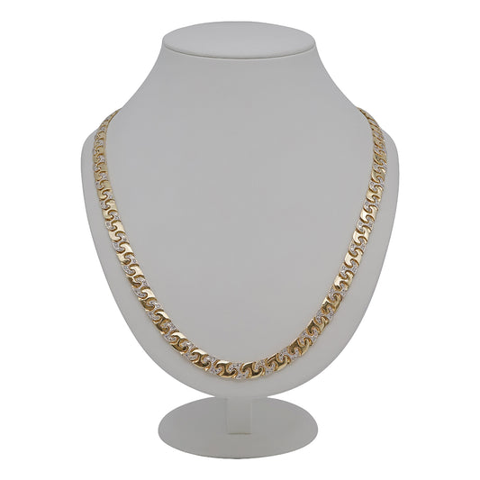 9ct Yellow Gold Polished And Gemset Mariner 8.8mm Chain- 28"