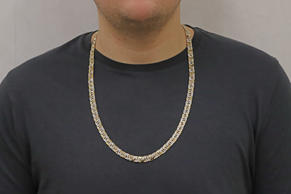 9ct Yellow Gold Polished And Gemset Mariner 8.8mm Chain- 28"