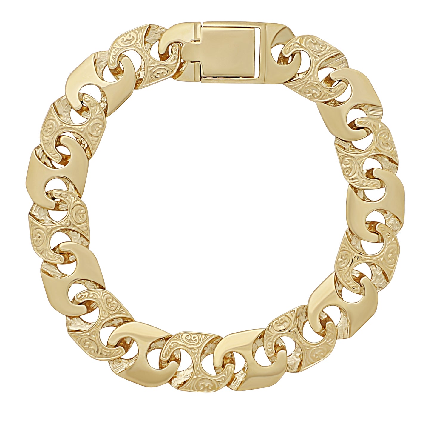 9ct Yellow Gold Solid Mariner 12mm Bracelet- 8.5"