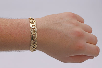 9ct Yellow Gold Solid Mariner 12mm Bracelet- 8.5"