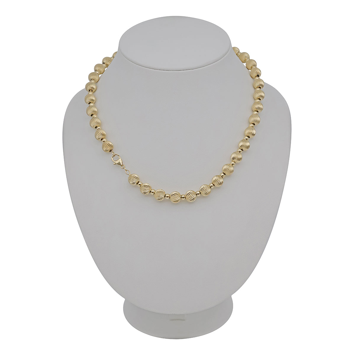 9ct Yellow Gold Engraved Ball Chain 8.8mm -18"