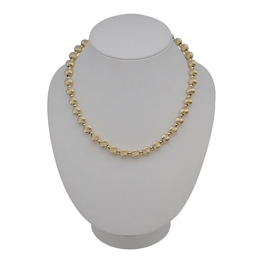 9ct Yellow Gold Engraved Ball Chain 8.8mm -18"