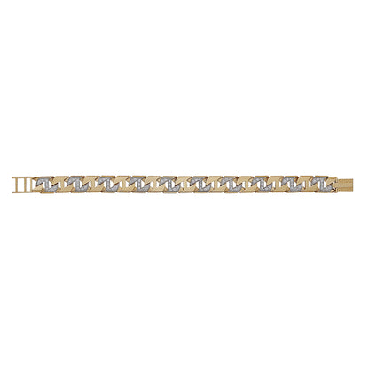 9ct Yellow Gold Textured Curb Style Gem-set 12mm Link Bracelet -8.5"