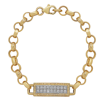 9ct Yellow Gold Gem set Double ID Belcher Bracelet-6.5"