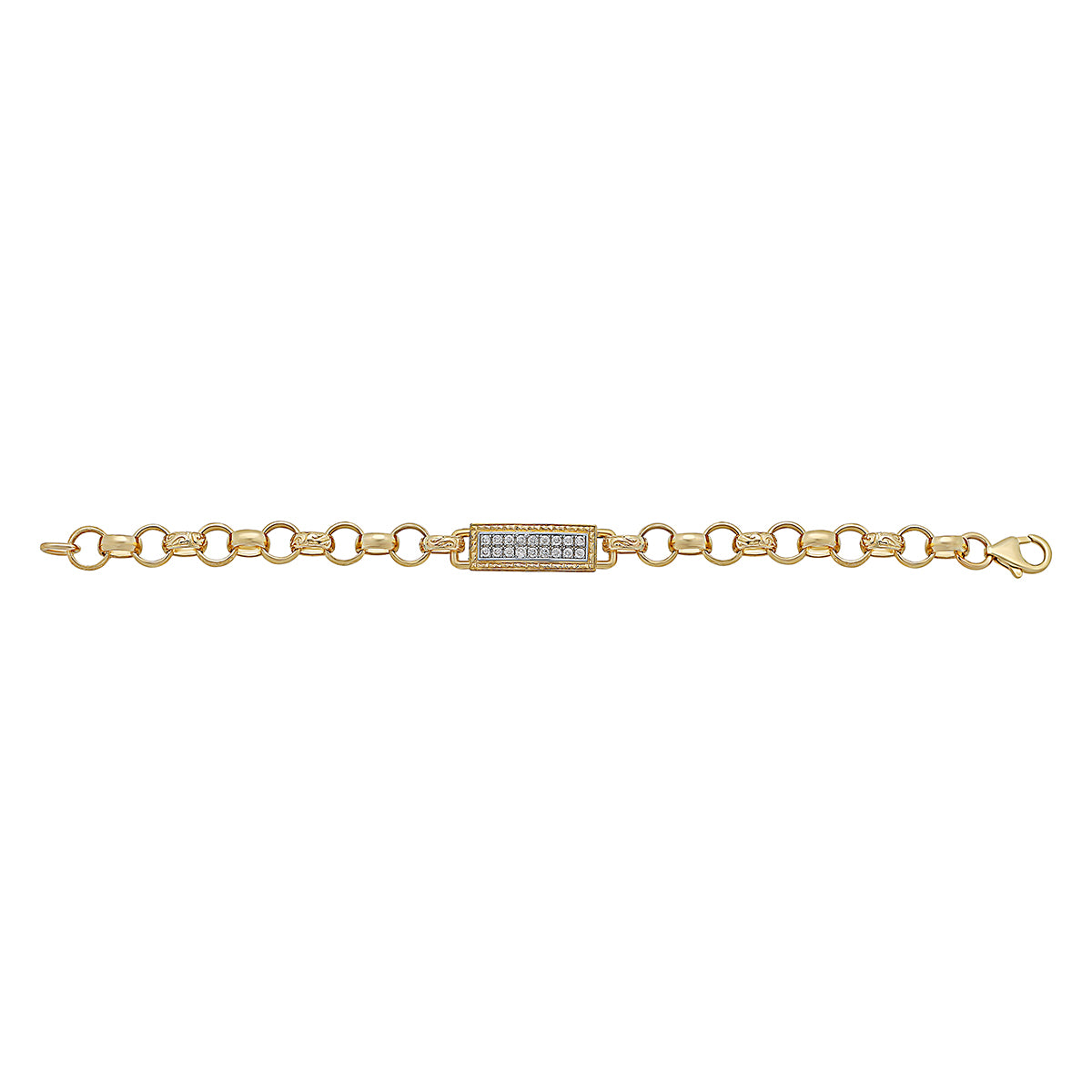 9ct Yellow Gold Gem set Double ID Belcher Bracelet-6.5"
