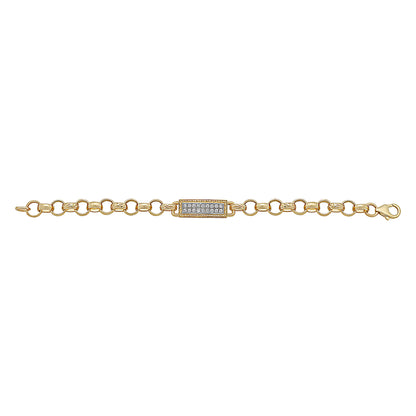 9ct Yellow Gold Gem set Double ID Belcher Bracelet-6.5"