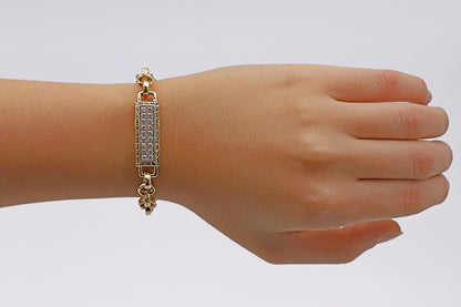 9ct Yellow Gold Gem set Double ID Belcher Bracelet-6.5"