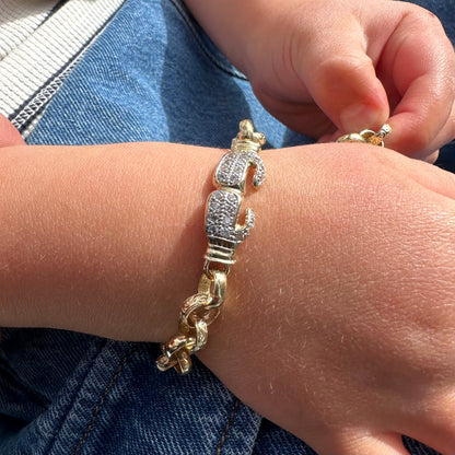 9ct Yellow Gold Gemset Medium Boxing Glove Belcher Link Bracelet