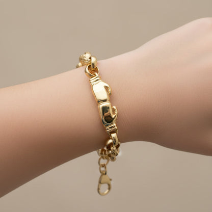 9ct Yellow Gold Plain Boxing Glove Belcher Link Bracelet