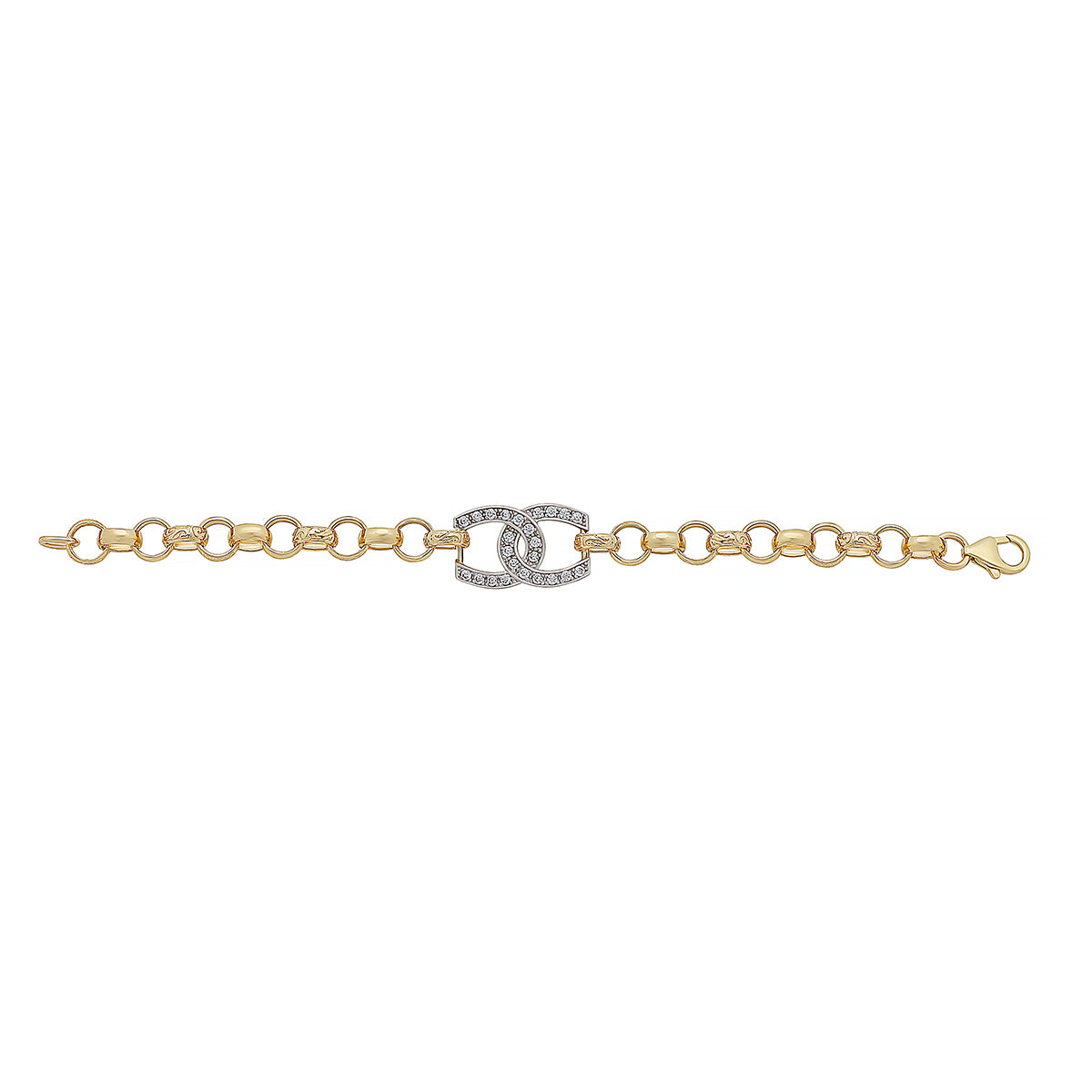9ct Yellow Gold Gem Set Double Horseshoe Belcher Bracelet