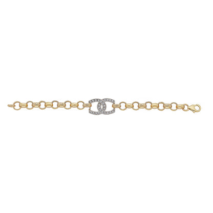 9ct Yellow Gold Gem Set Double Horseshoe Belcher Bracelet