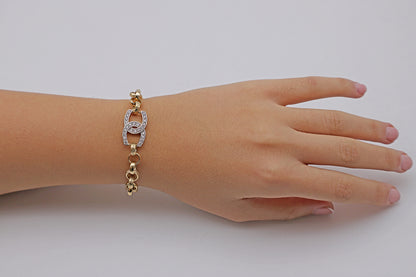 9ct Yellow Gold Gem Set Double Horseshoe Belcher Bracelet