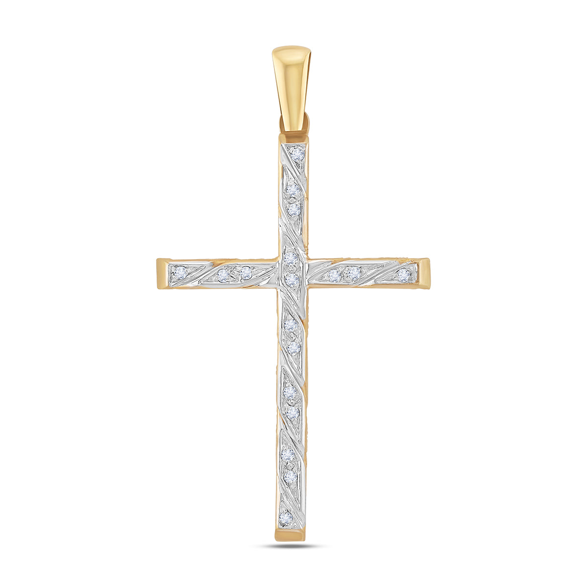 9ct Yellow Gold Medium Textured Gem-Set Cross