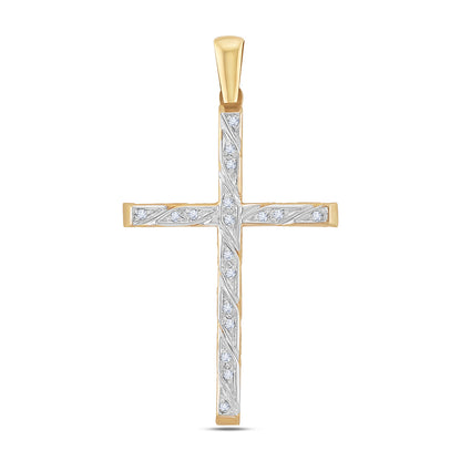 9ct Yellow Gold Medium Textured Gem-Set Cross