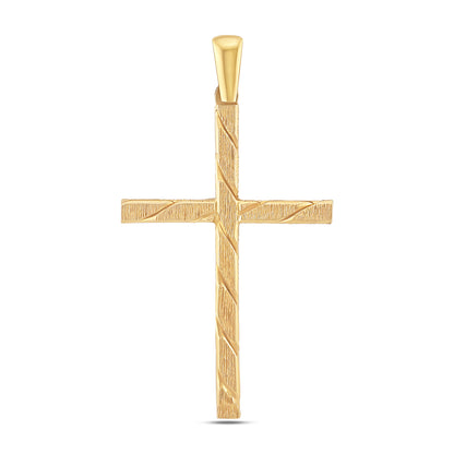 9ct Yellow Gold Medium Textured Gem-Set Cross