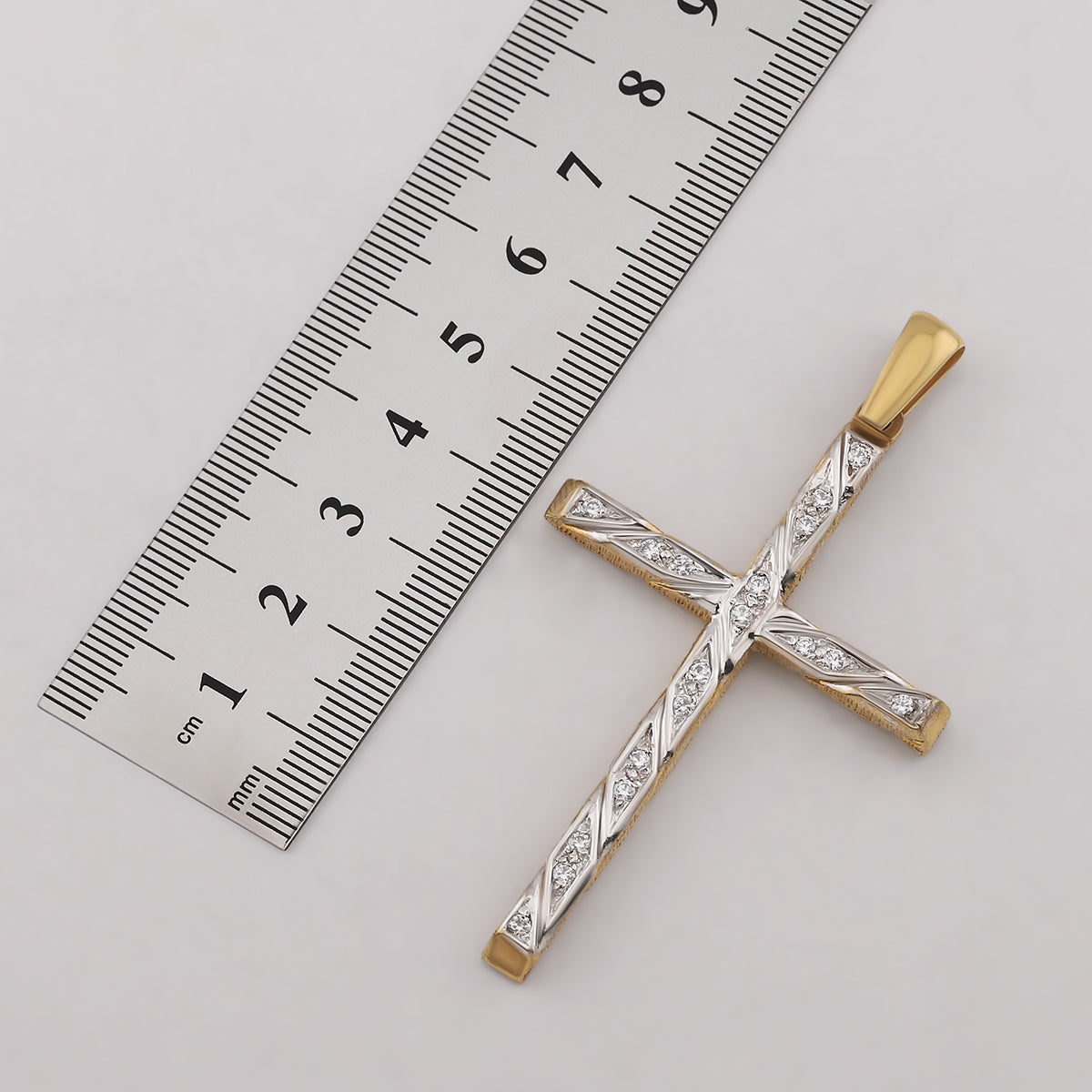 9ct Yellow Gold Medium Textured Gem-Set Cross