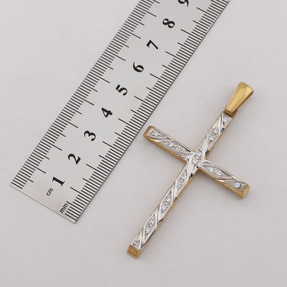 9ct Yellow Gold Medium Textured Gem-Set Cross