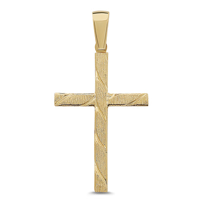 9ct Yellow Gold Textured Gem-Set Cross