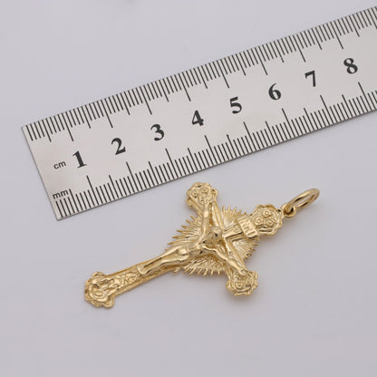 9ct Yellow Gold Solid Crucifix Pendant