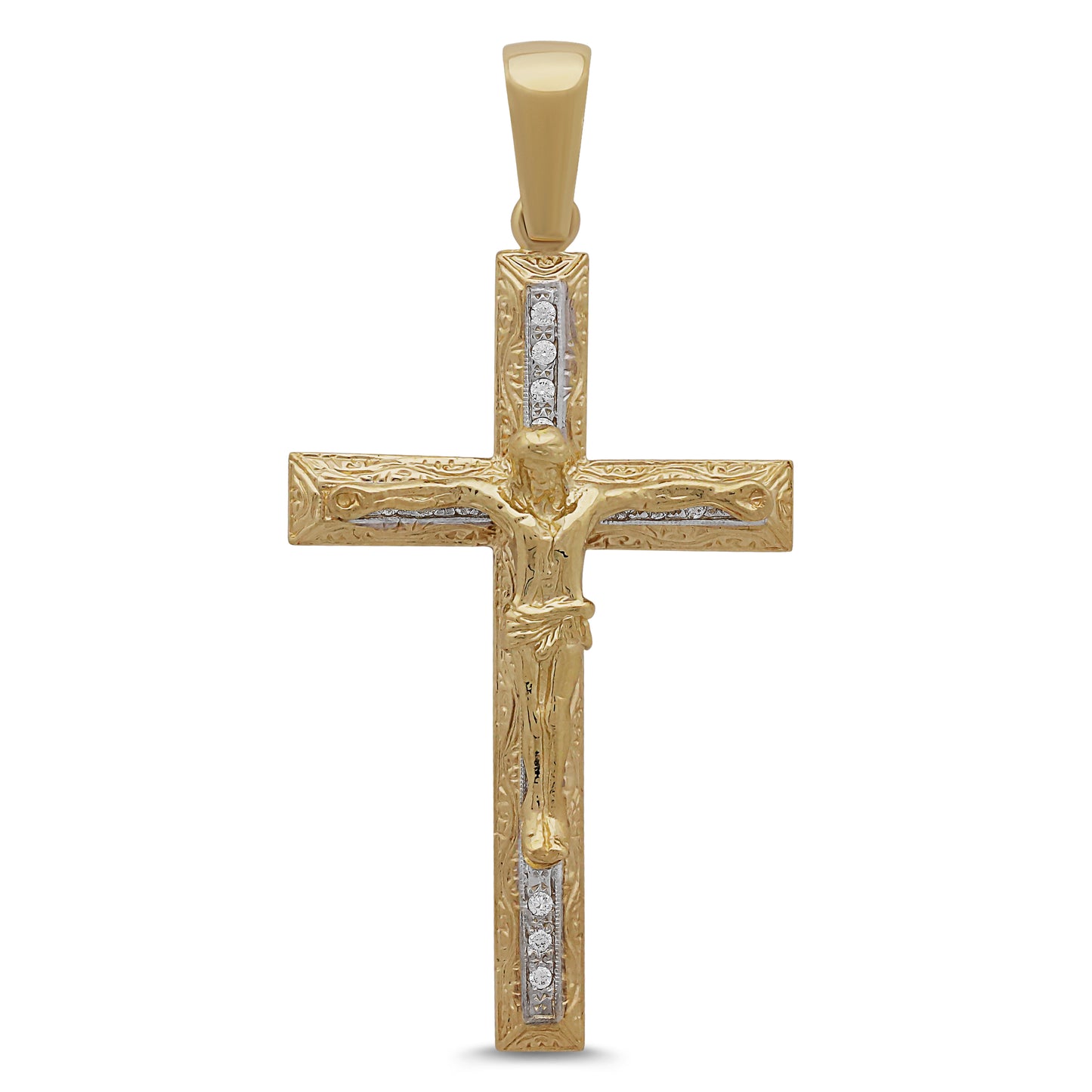 9ct Yellow Gold Orante Medium Sized Gemset Crucifix Cross