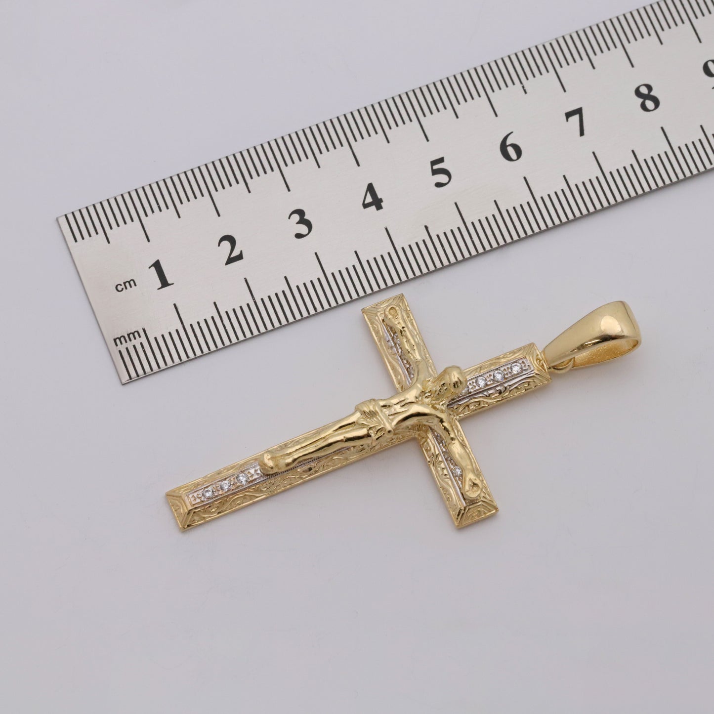 9ct Yellow Gold Orante Medium Sized Gemset Crucifix Cross