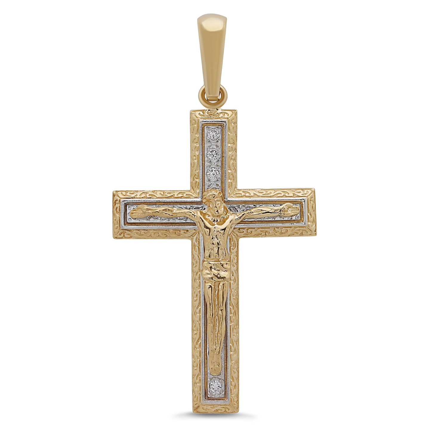 9ct Yellow Gold Orante Large Gemset Crucifix Cross