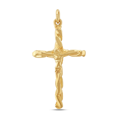 9ct Yellow Gold Polished Crucifix Twist Cross Pendant