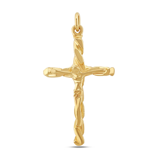 9ct Yellow Gold Polished Crucifix Twist Cross Pendant
