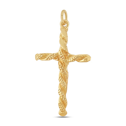 9ct Yellow Gold Polished Crucifix Twist Cross Pendant