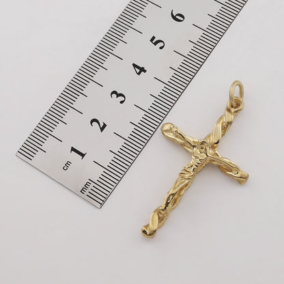 9ct Yellow Gold Polished Crucifix Twist Cross Pendant
