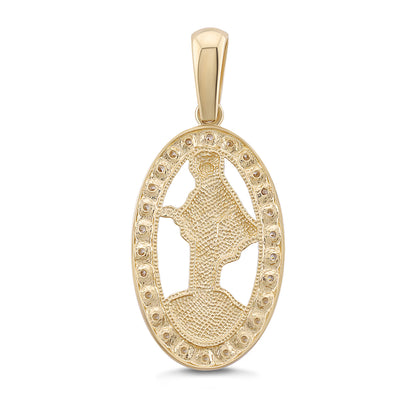 9ct Yellow Gold Oval Gem-Set Holy Mary Pendant