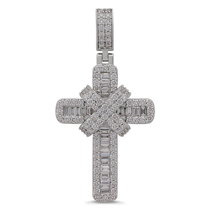 Diamond Cross Baguette & Round Diamonds 2.68ct in 9k White Gold