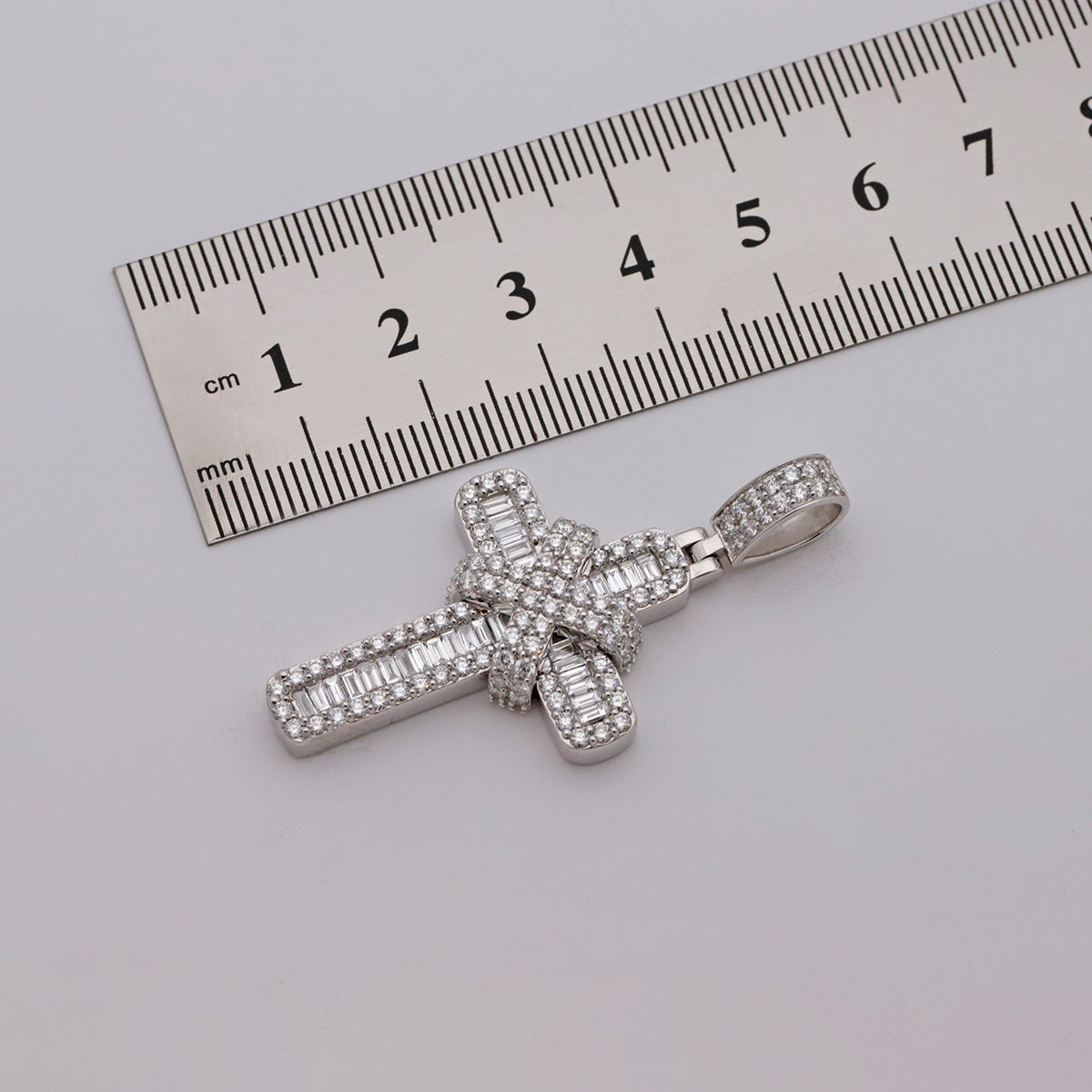 Diamond Cross Baguette & Round Diamonds 2.68ct in 9k White Gold