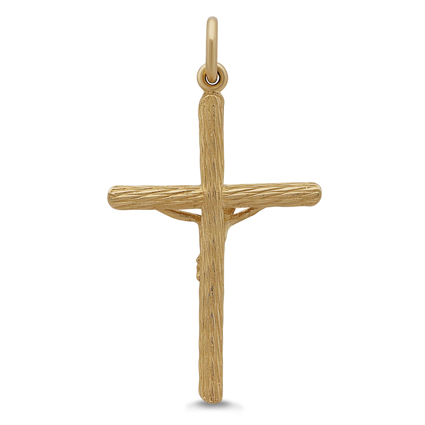 9ct Yellow Gold Solid Textured Crucifix Cross