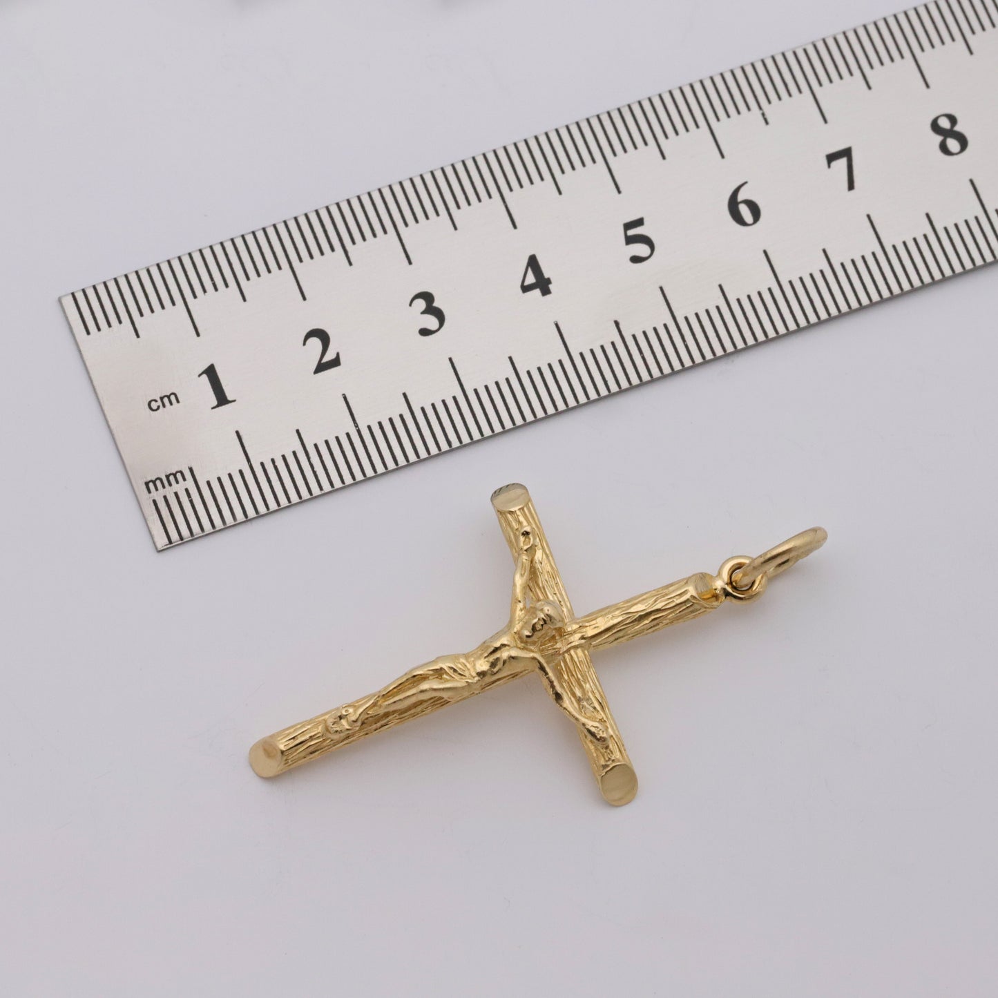 9ct Yellow Gold Solid Textured Crucifix Cross