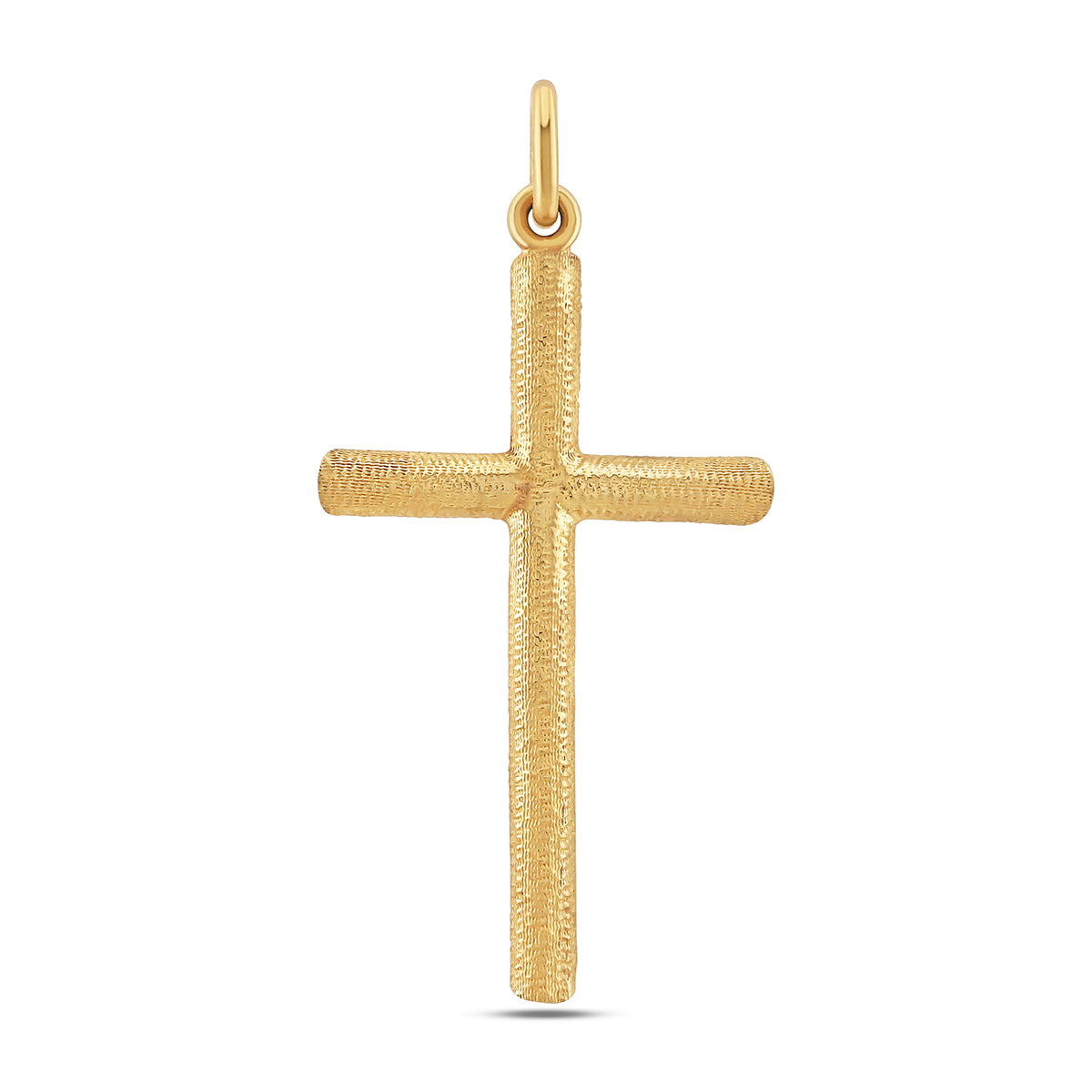 9ct Yellow Gold Polished & Textured Bevel Edge Cross Pendant