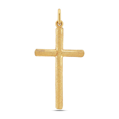 9ct Yellow Gold Polished & Textured Bevel Edge Cross Pendant