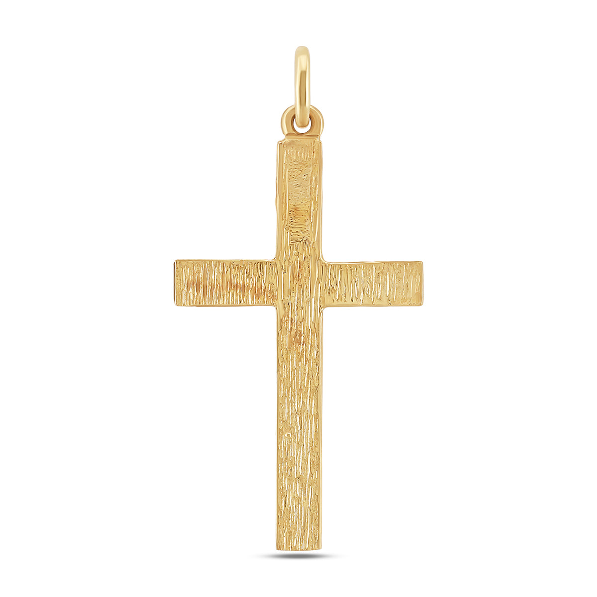 9ct Yellow Gold Ornate Patterned Scroll Bevel Edge Cross Pendant